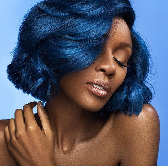 Cobalt blue blunt bob for black women