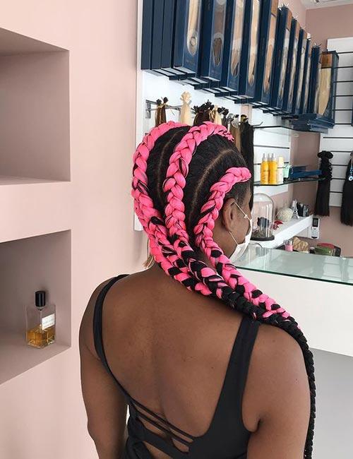 Cornrow Braids With Pink Highlights