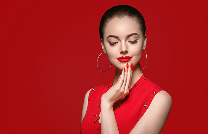 Elegant makeup with red dress