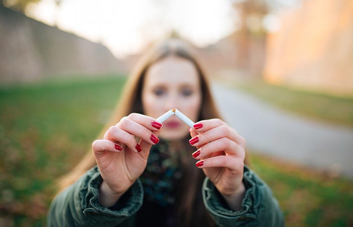 Woman quit smoking to increase oxygen levels.