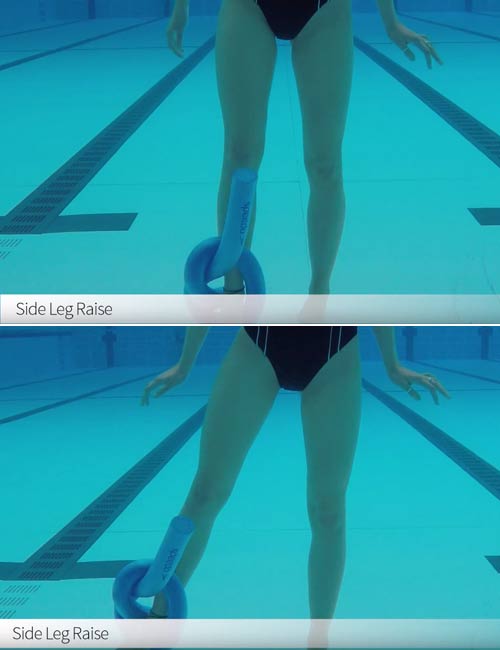Side leg raises in the swimming pool exercise for knees