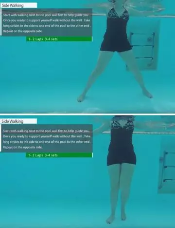 Side walking in the swimming pool exercise for knees
