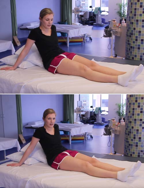Sitting quad clench exercise for knees