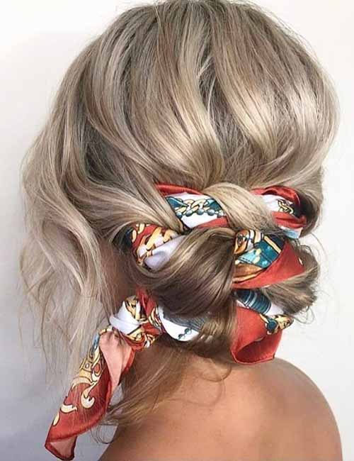 The blended scarf bun style
