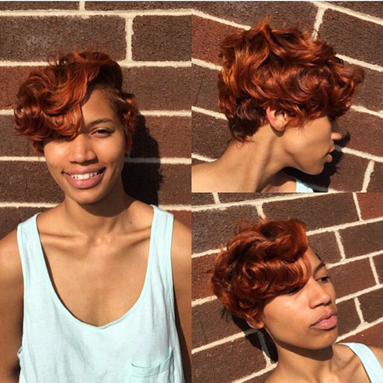 Pixie bob with swoop bangs for black women