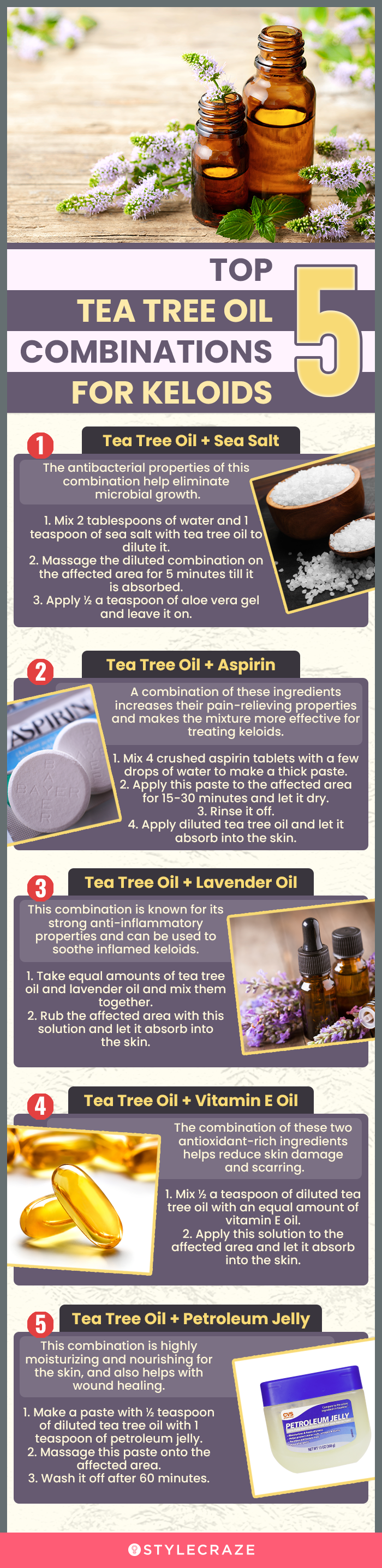 top 5 tea tree oil combinations for keloids (infographic)