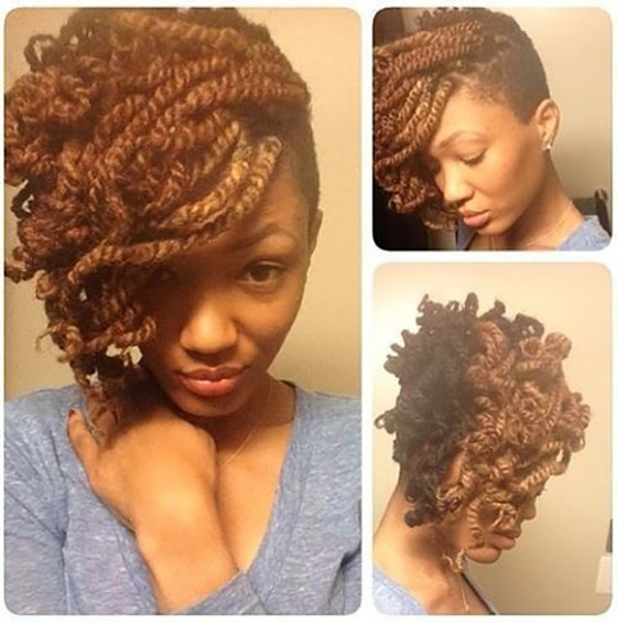 Twisted swooped braids bob haircut for black women