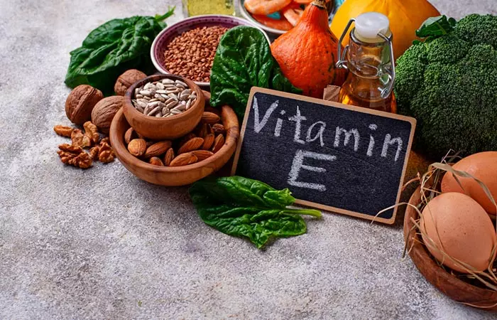 Vitamin E through diet for acne