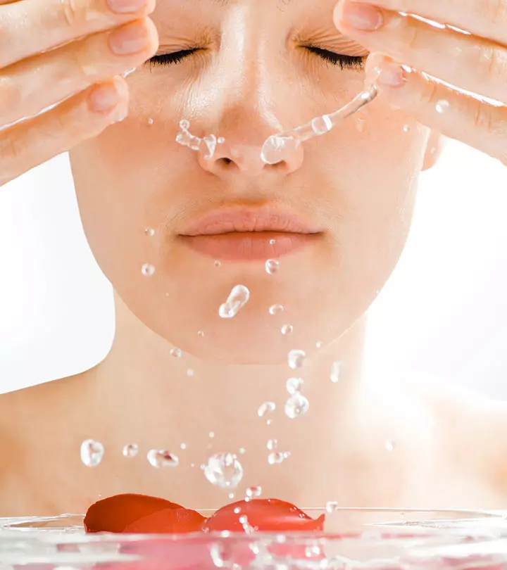 Women Applying Glycerin And Rose Water On Face