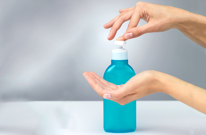 Desinfetante para as mãos para removedor de esmalte