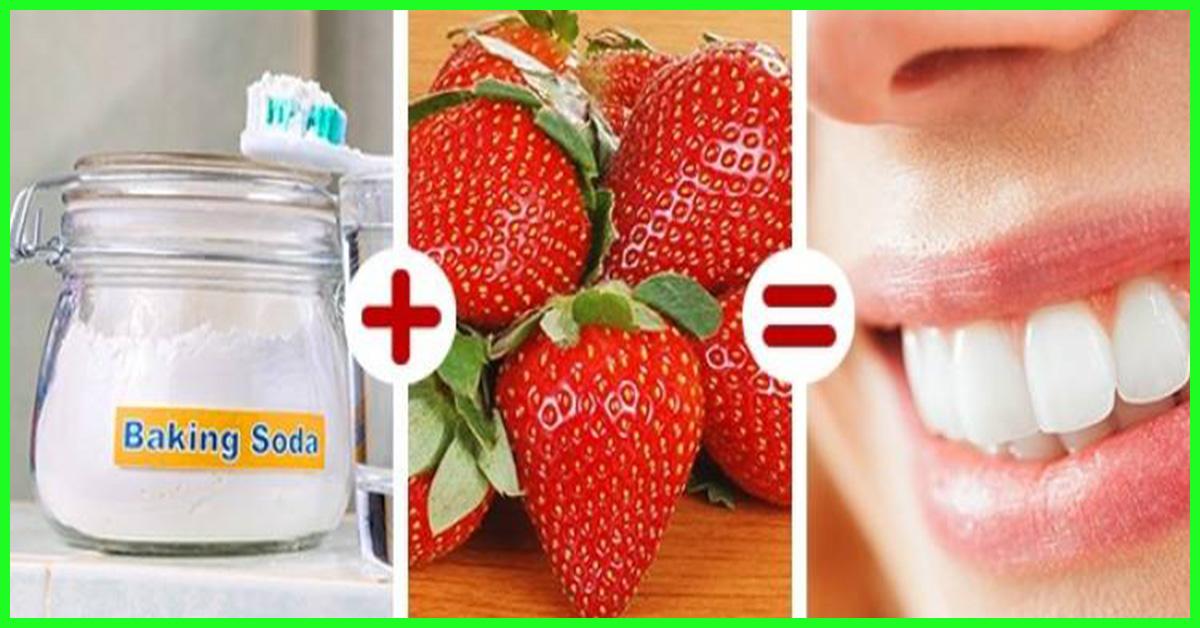 strawberries and baking powder to whiten teeth