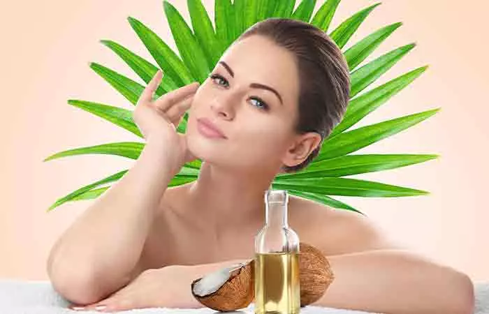 Woman applying coconut oil for skin