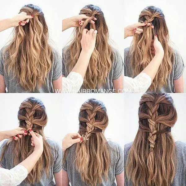 Half bun half braid for an Indian hairstyle