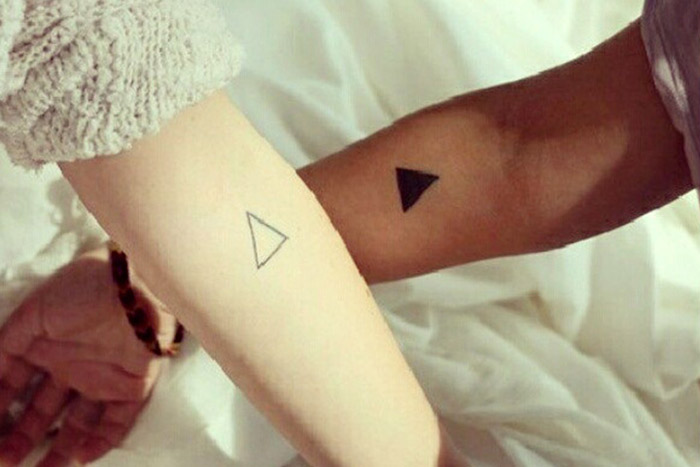 Ying and yang triangles tiny tattoos