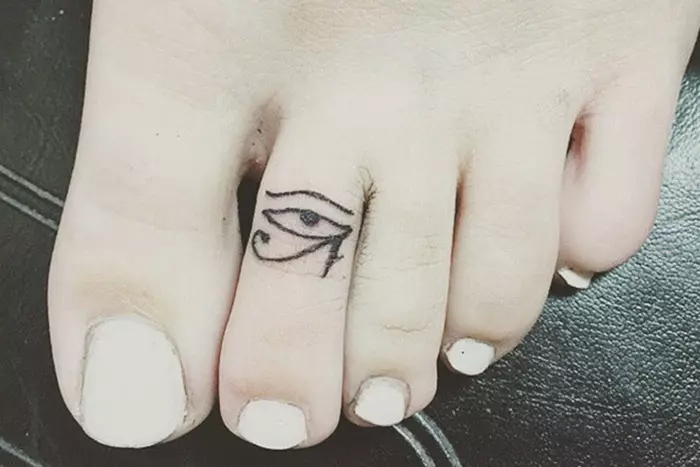 Eye of Horus tiny tattoo on toe
