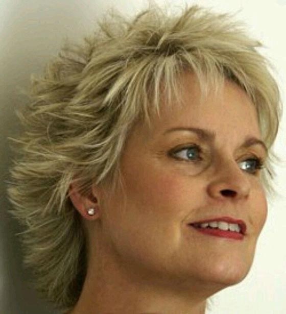 Blond cropped hairdo with soft spikes hairstyle for women over 50