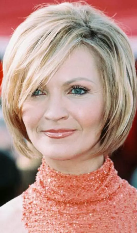 Blond round bob hairstyle for women over 50