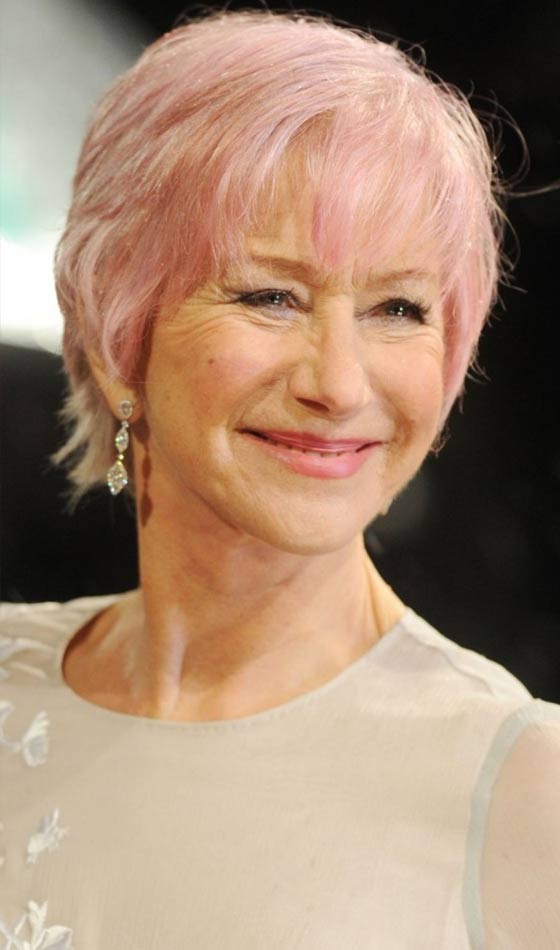 English pink short crop hairstyle for women over 50