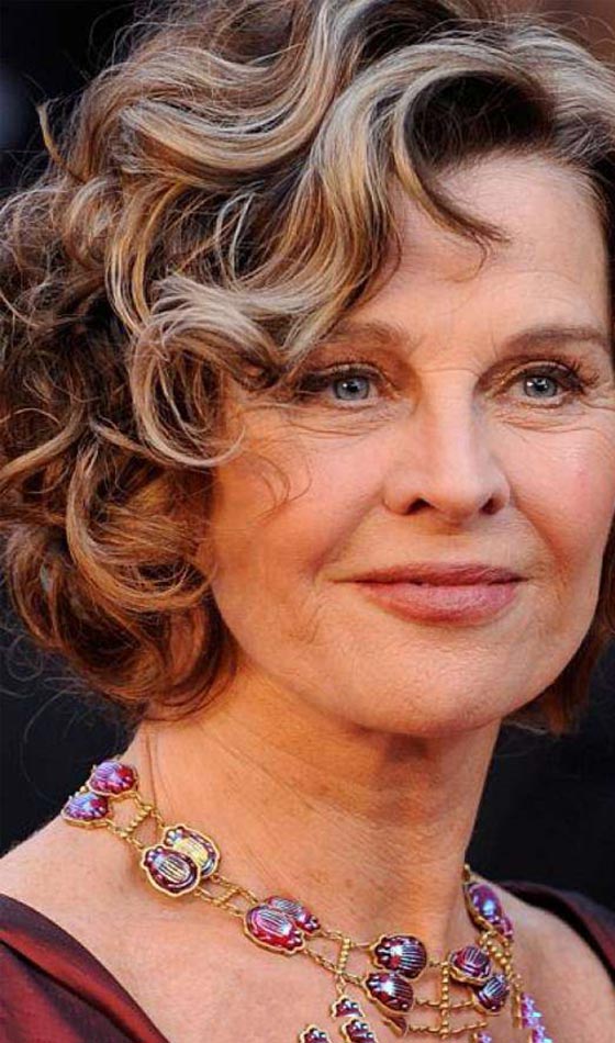 Short curly bob with bangs hairstyle for women over 50
