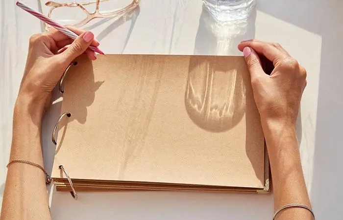 Writing in a three-ring binder