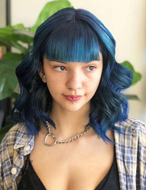 Blue Lob With Thick Bangs