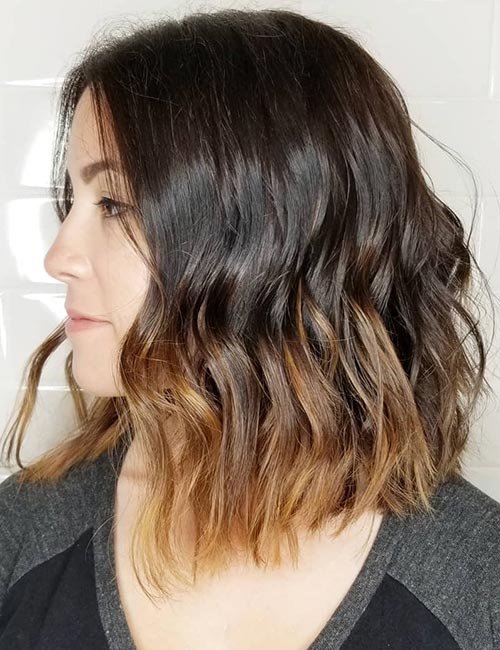 Colored lob hairstyle for thick hair