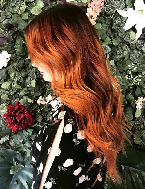 Orange ombre hairstyle for thick hair