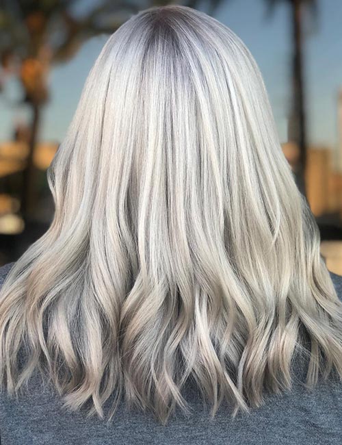 Platinum blonde hairstyle for thick hair