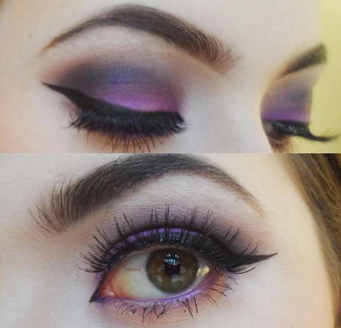 Purple smokey eye makeup to make hazel eyes pop