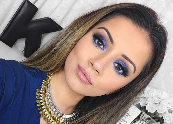 Royal blue eye makeup to make hazel eyes pop