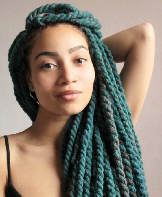 Petrol green Senegalese twists crochet braids