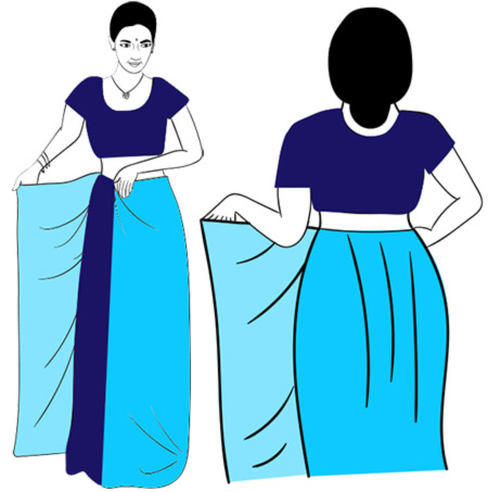 Step 1 of saree draping tutorial