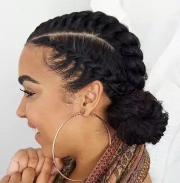 Flat twist low bun short hairstyle for black women