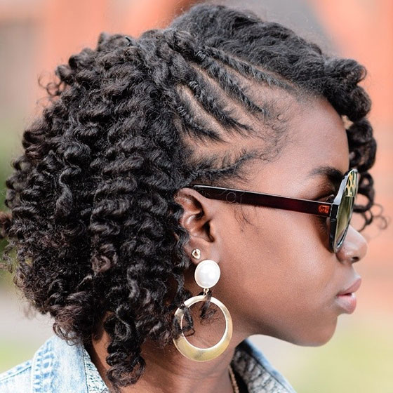 French twisted mini cornrows short hairstyle for black women