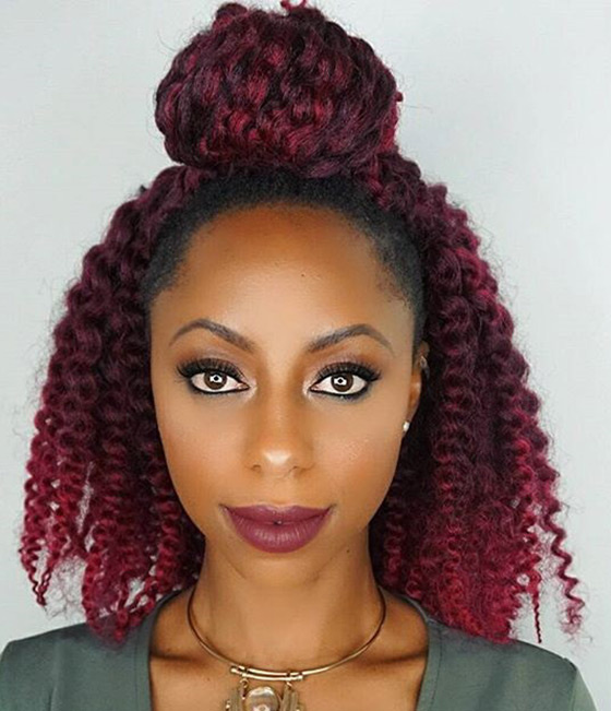 Half-up bun short hairstyle for black women