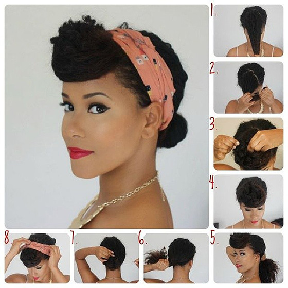 Pin-up bun short hairstyle for black women