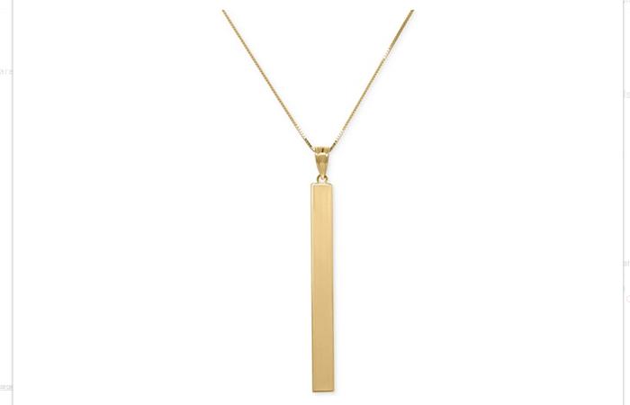 경량 골드 네크리스 디자인 - 15. 사각 튜브 펜던트