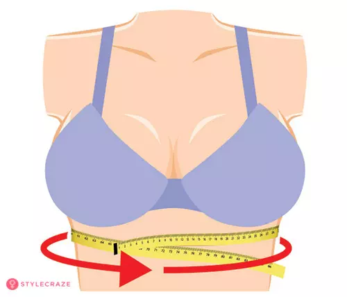 Measuring band size as step 1 of how to measure bra size