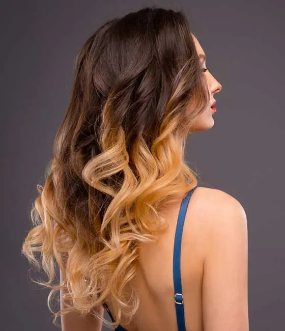 A woman in ombre highlights