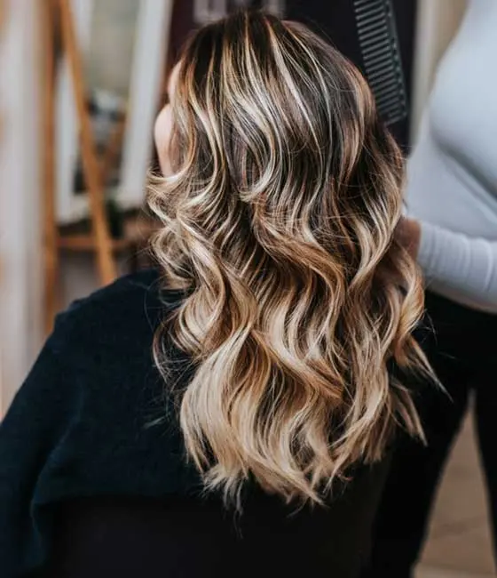 A woman with ombre highlights