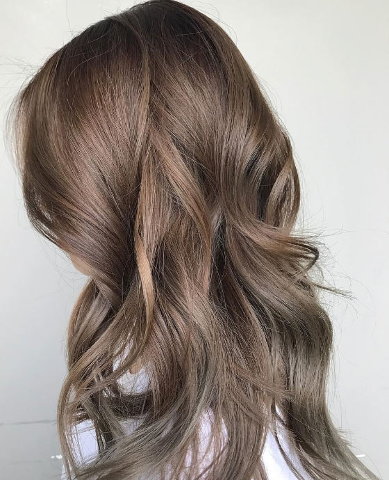 Ashy brown and gray highlights for brown hair