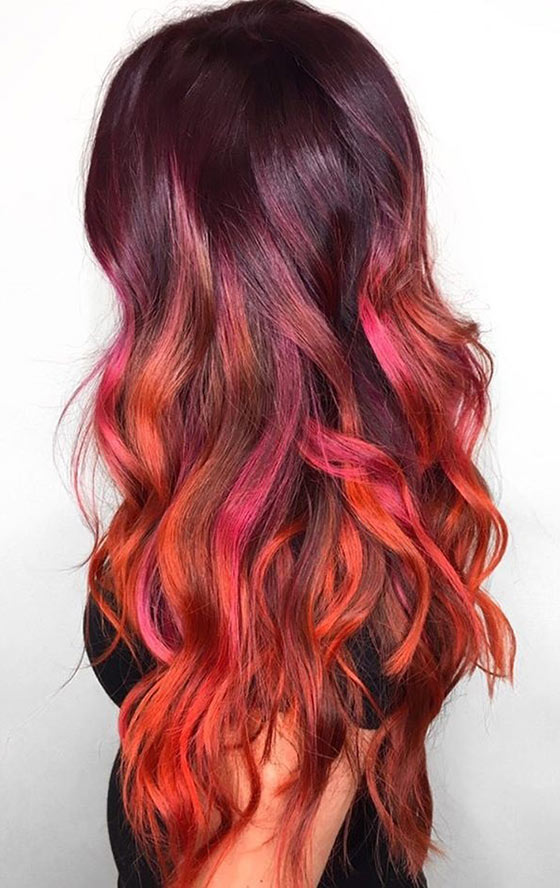 Autumn ombre on super long hair for a warm and spicy look