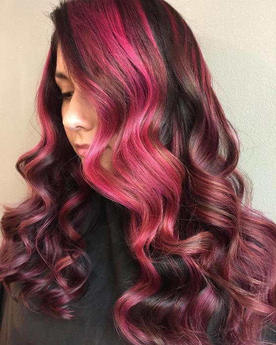 Bubblegum swirl balayage hair color idea