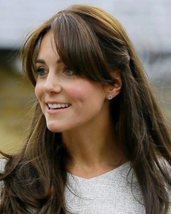Kate Middleton's center parted bangs hairtyle