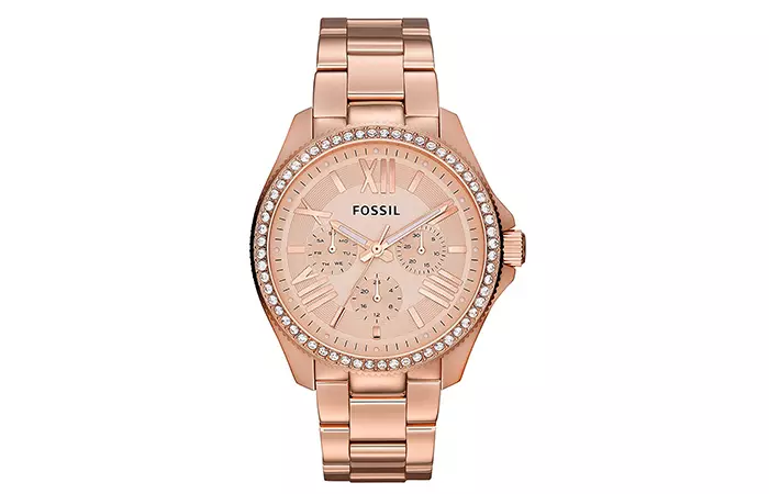 Best Fossil Watches For Indian Women - 19. Chronograph Stainless Steel Case In Rose Gold