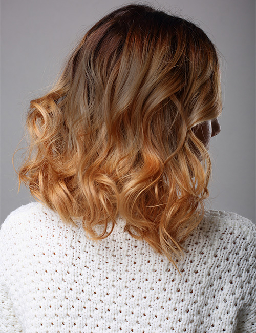 Copper ombre on wavy bob for the cute summer look