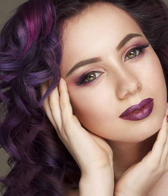 Deep purple balayage hair color idea