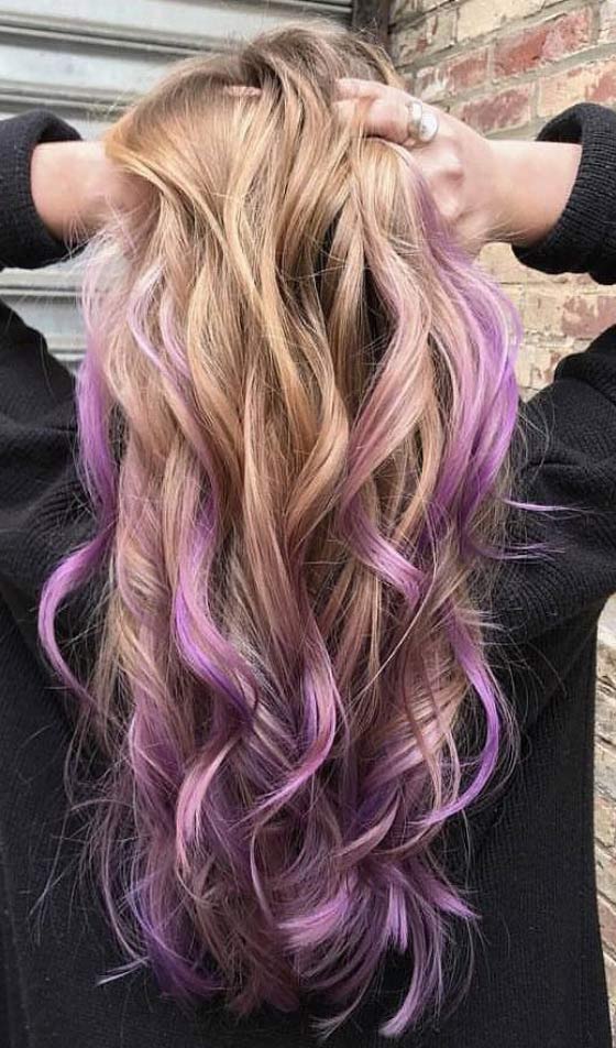 Lilac balayage hair color idea for blondes