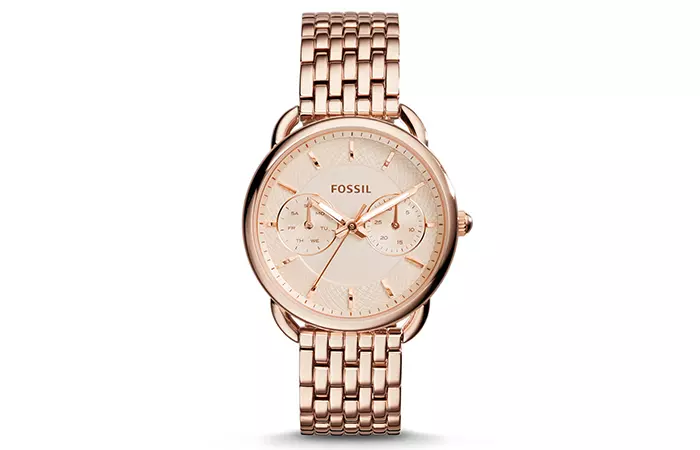 Best Fossil Watches For Indian Women - 20. Multifunction Stainless Steel Watch In Rose Gold
