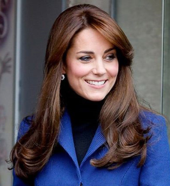 Kate Middleton's off-center parted blow out hairstyle